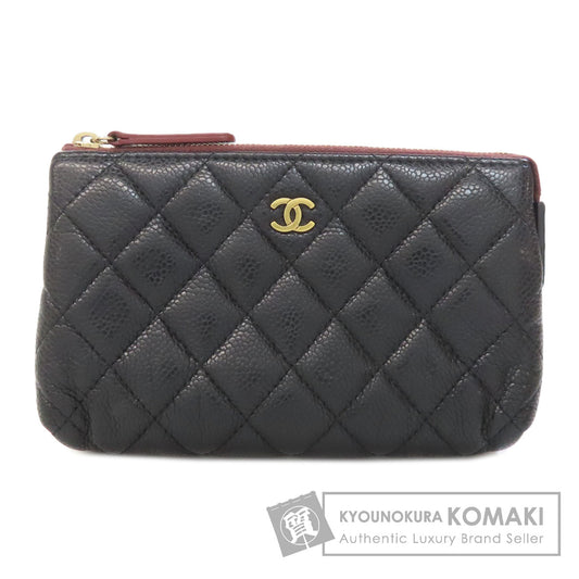 CHANEL Matelasse GoldHardware Cosmetics Pouch Grained Calfskin Skin Ladies [Used]