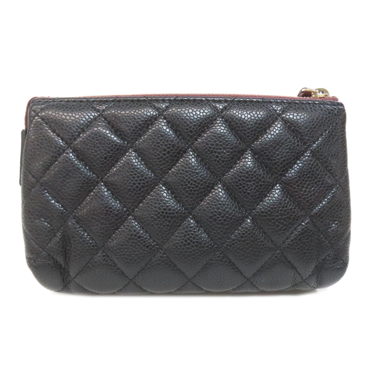CHANEL Matelasse GoldHardware Cosmetics Pouch Grained Calfskin Skin Ladies [Used]
