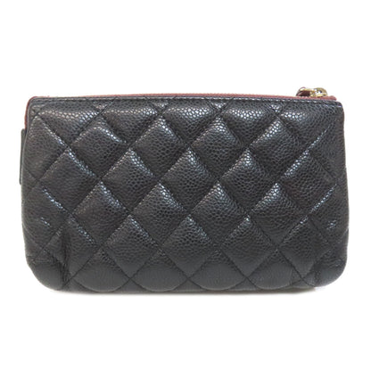 CHANEL Matelasse GoldHardware Cosmetics Pouch Grained Calfskin Skin Ladies [Used]
