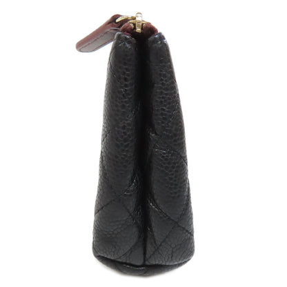 CHANEL Matelasse GoldHardware Cosmetics Pouch Grained Calfskin Skin Ladies [Used]