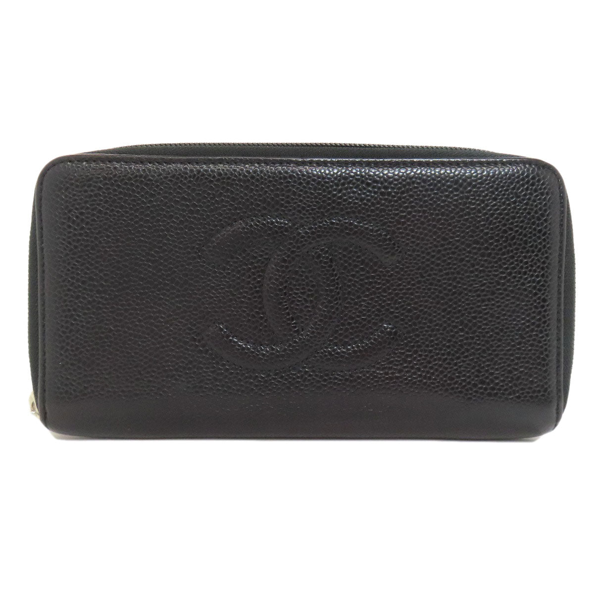 CHANEL COCO Mark SilverHardware Long wallet (with coin pocket) Grained Calfskin Skin Ladies [Used]