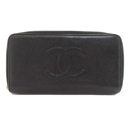 CHANEL COCO Mark SilverHardware Long wallet (with coin pocket) Grained Calfskin Skin Ladies [Used]
