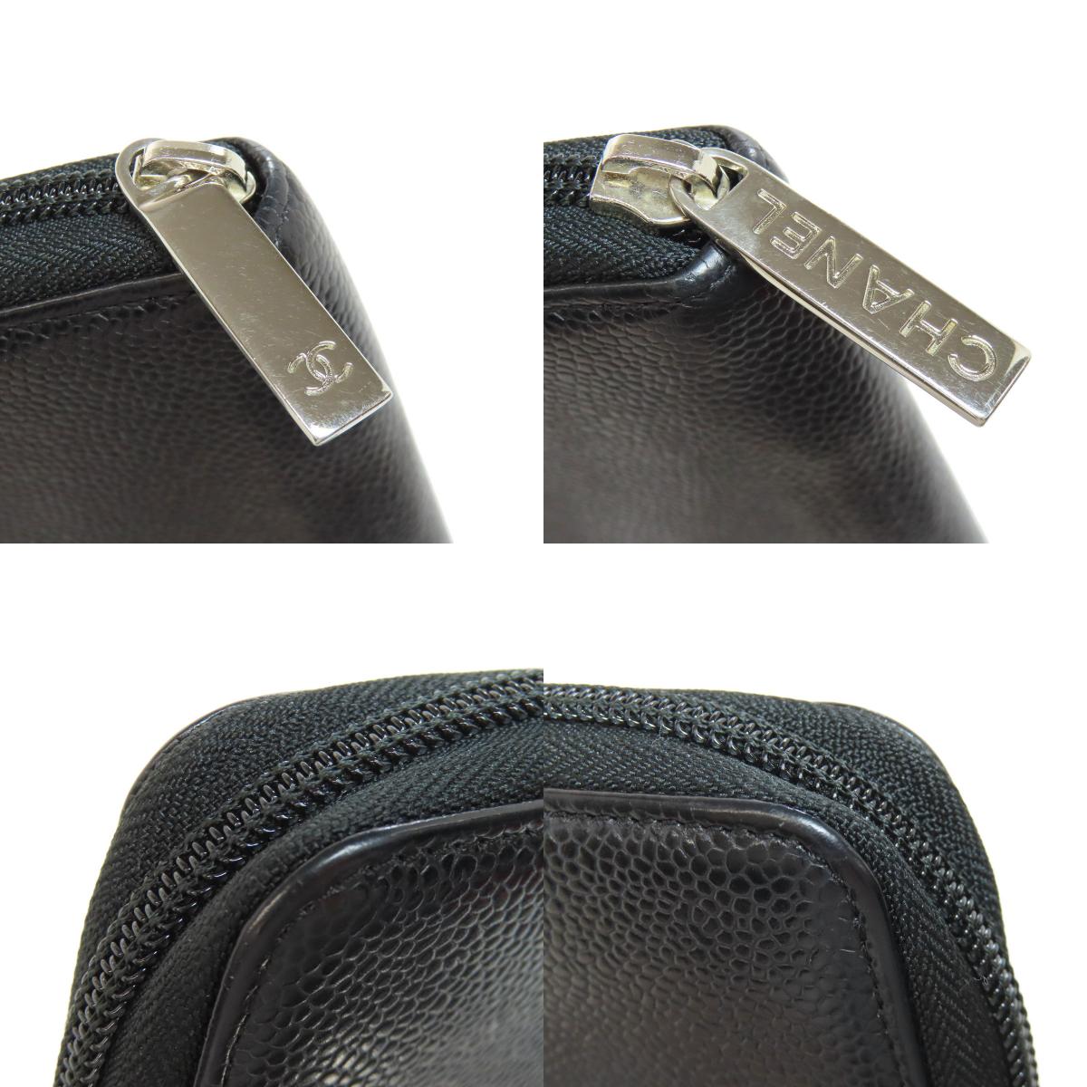 CHANEL COCO Mark SilverHardware Long wallet (with coin pocket) Grained Calfskin Skin Ladies [Used]