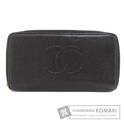 CHANEL COCO Mark SilverHardware Long wallet (with coin pocket) Grained Calfskin Skin Ladies [Used]