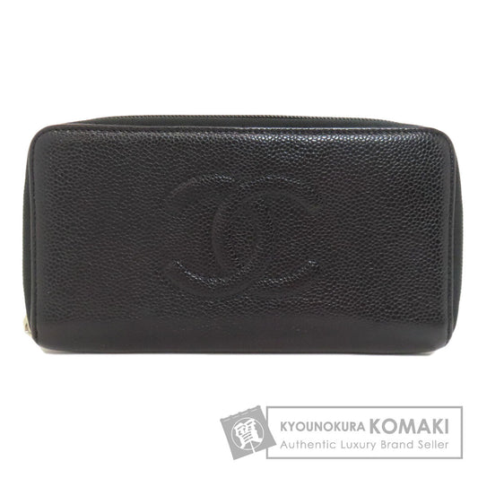 CHANEL COCO Mark SilverHardware Long wallet (with coin pocket) Grained Calfskin Skin Ladies [Used]