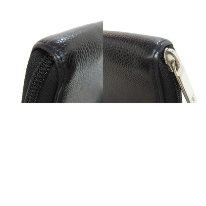 CHANEL COCO Mark SilverHardware Long wallet (with coin pocket) Grained Calfskin Skin Ladies [Used]