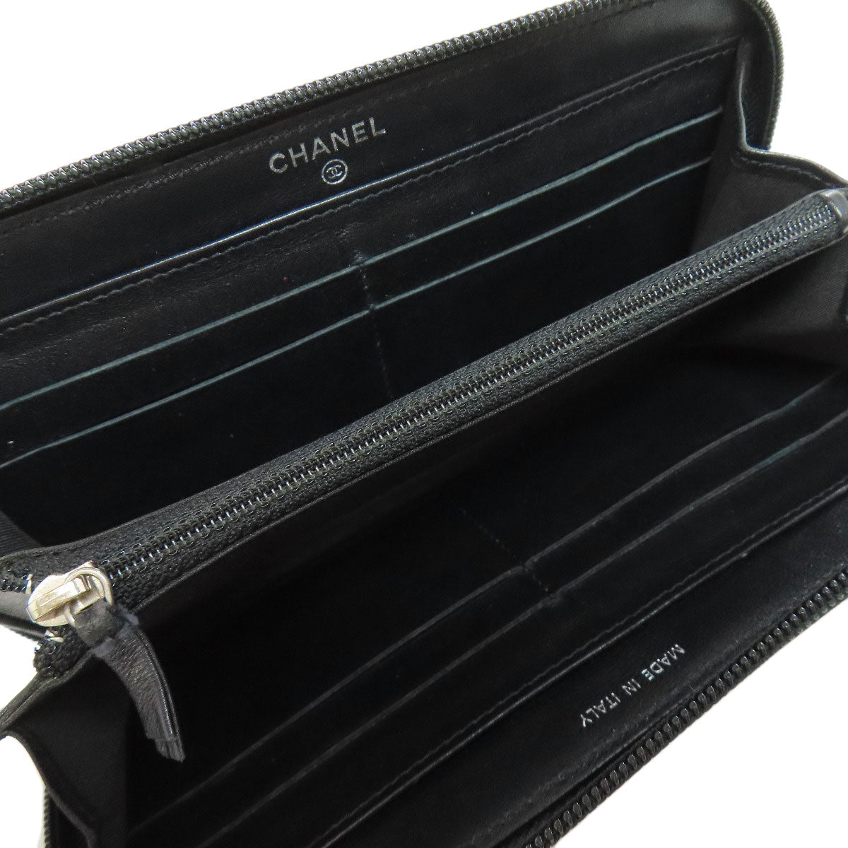 CHANEL COCO Mark SilverHardware Long wallet (with coin pocket) Grained Calfskin Skin Ladies [Used]