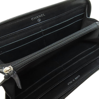 CHANEL COCO Mark SilverHardware Long wallet (with coin pocket) Grained Calfskin Skin Ladies [Used]