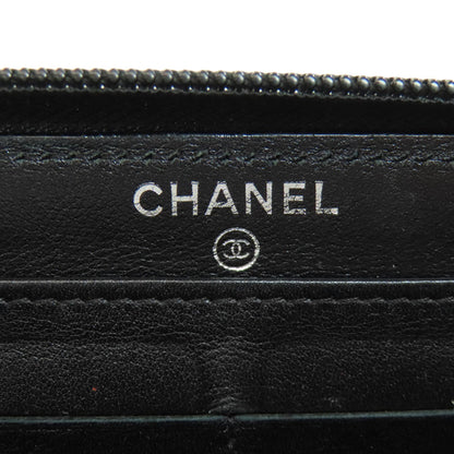 CHANEL COCO Mark SilverHardware Long wallet (with coin pocket) Grained Calfskin Skin Ladies [Used]