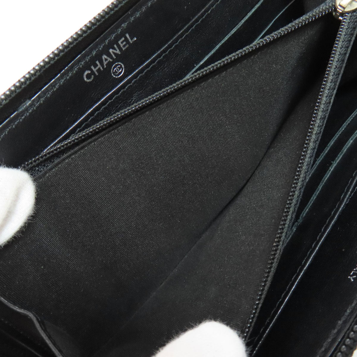 CHANEL COCO Mark SilverHardware Long wallet (with coin pocket) Grained Calfskin Skin Ladies [Used]