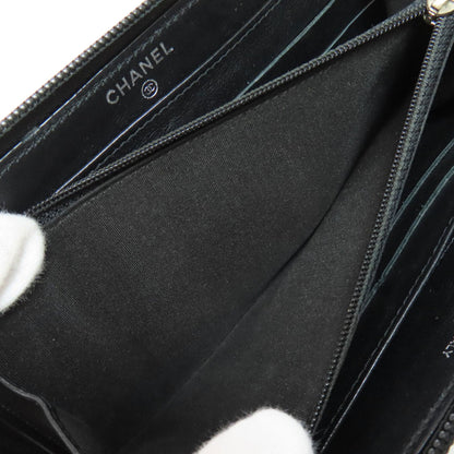 CHANEL COCO Mark SilverHardware Long wallet (with coin pocket) Grained Calfskin Skin Ladies [Used]