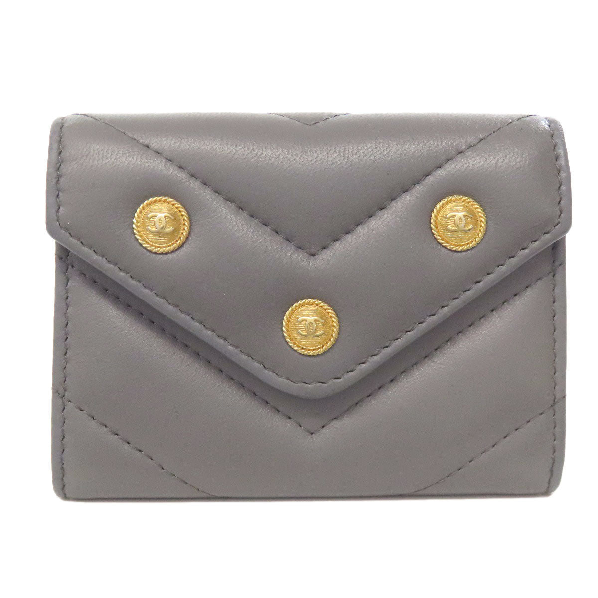 CHANEL COCO Mark V Stitch GoldHardware coin purse Lambskin Ladies [Used]