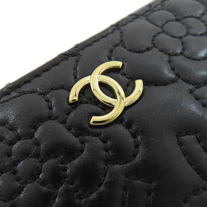 CHANEL Camellia GoldHardware Long wallet (with coin pocket) Lambskin Ladies [Used]