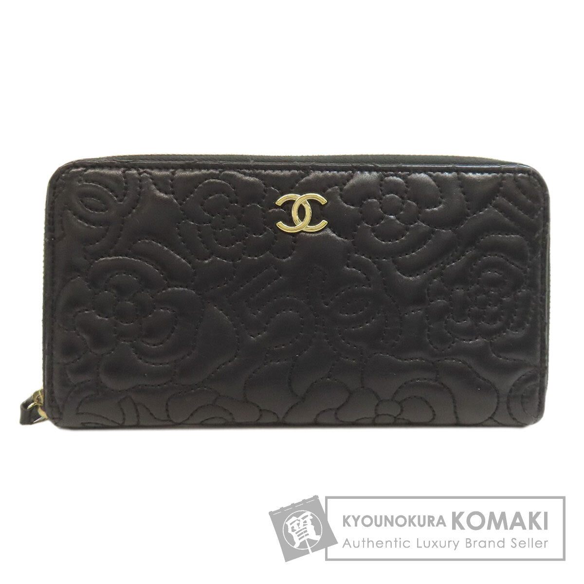 CHANEL Camellia GoldHardware Long wallet (with coin pocket) Lambskin Ladies [Used]