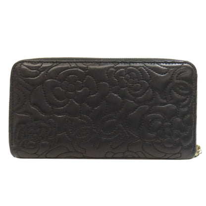 CHANEL Camellia GoldHardware Long wallet (with coin pocket) Lambskin Ladies [Used]