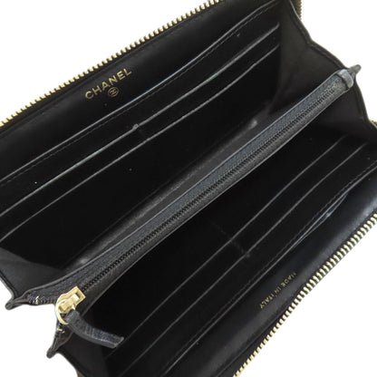CHANEL Camellia GoldHardware Long wallet (with coin pocket) Lambskin Ladies [Used]