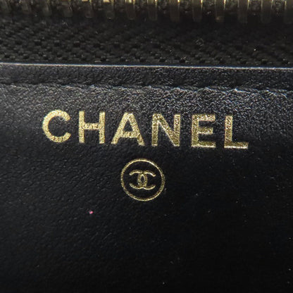 CHANEL Camellia GoldHardware Long wallet (with coin pocket) Lambskin Ladies [Used]