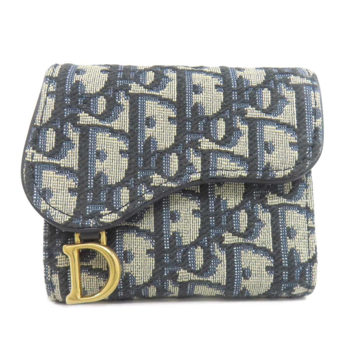 CHRISTIAN DIOR Saddle trotter pattern Bifold Wallet with Coin Pocket Canvas Ladies [Used]