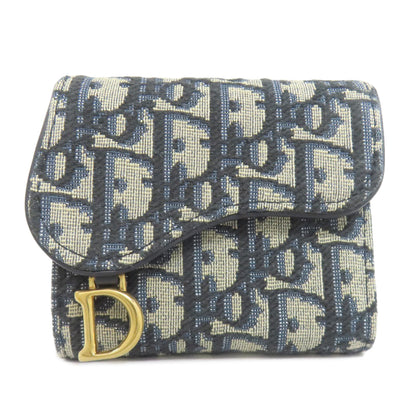 CHRISTIAN DIOR Saddle trotter pattern Bifold Wallet with Coin Pocket Canvas Ladies [Used]