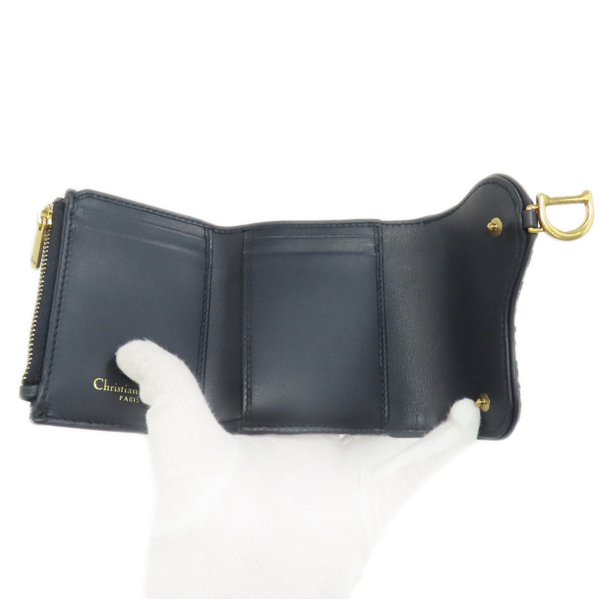 CHRISTIAN DIOR Saddle trotter pattern Bifold Wallet with Coin Pocket Canvas Ladies [Used]