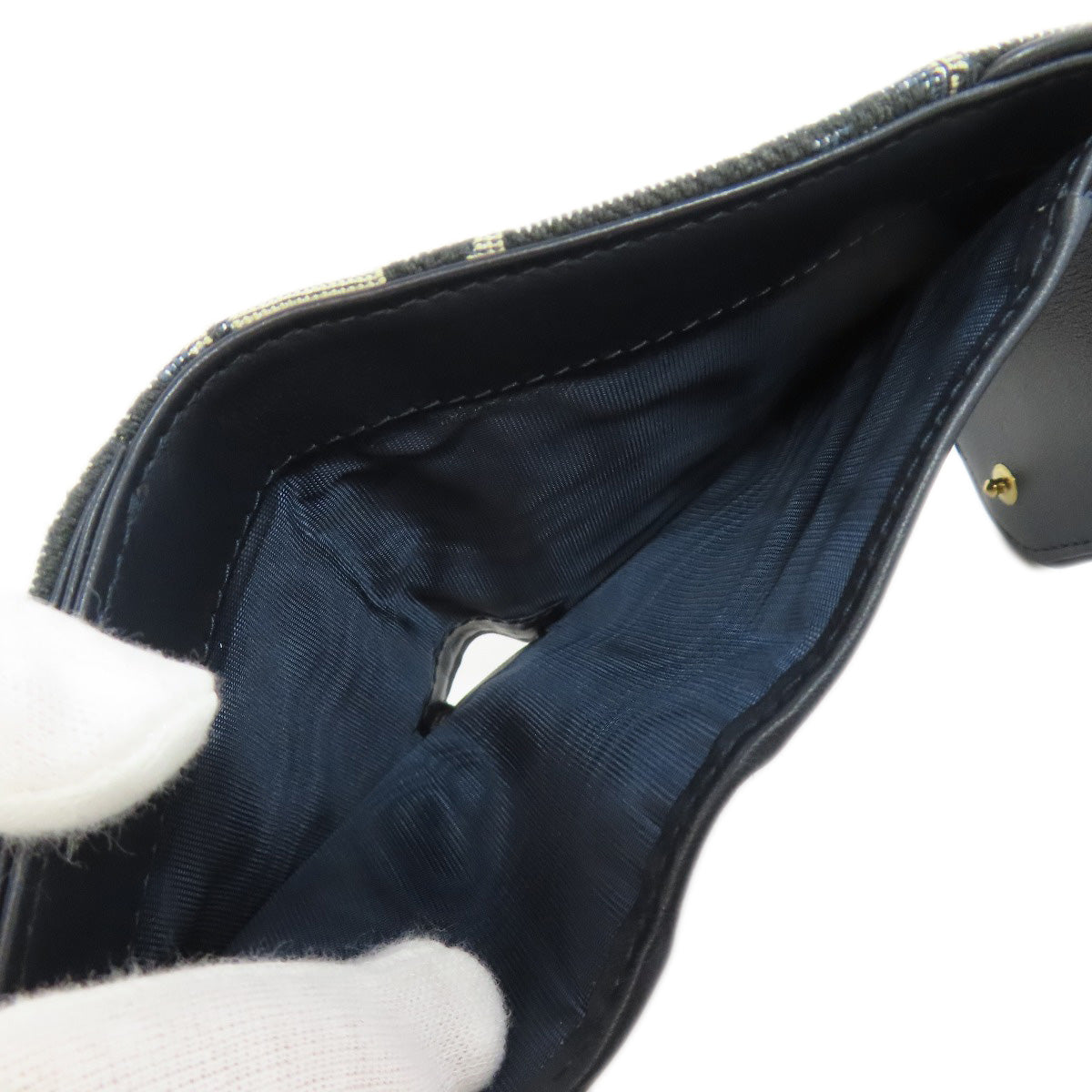 CHRISTIAN DIOR Saddle trotter pattern Bifold Wallet with Coin Pocket Canvas Ladies [Used]