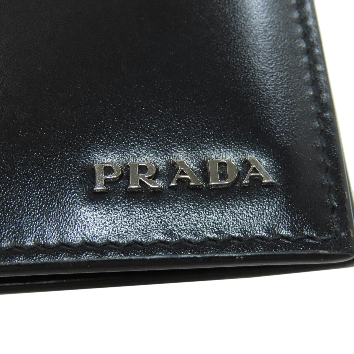 PRADA logo Bifold Wallet No Coin Pocket Leather mens [Used]