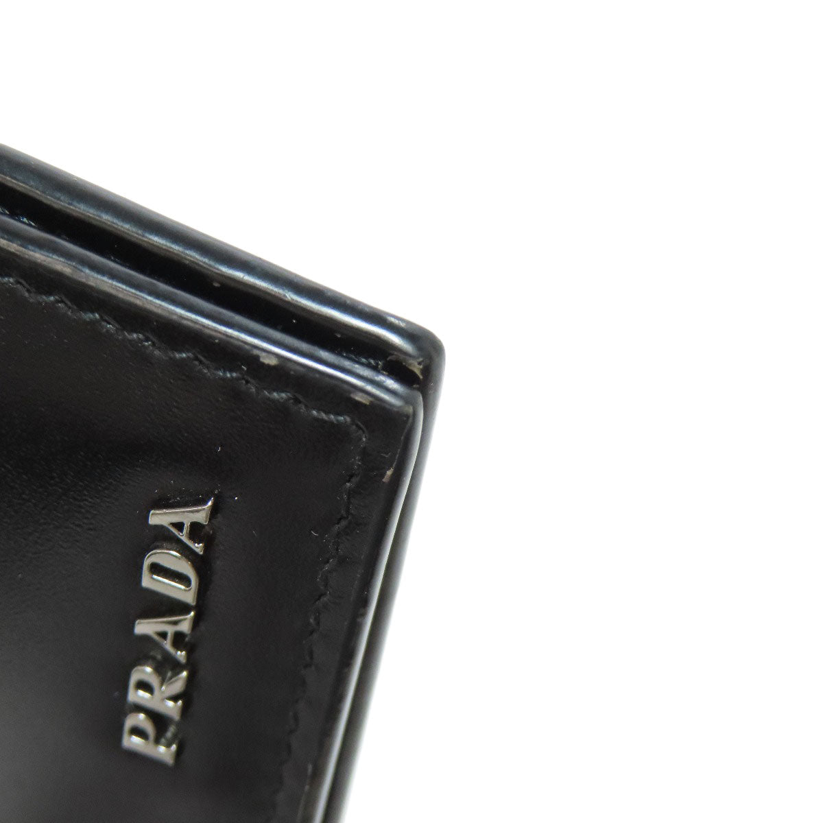 PRADA logo Bifold Wallet No Coin Pocket Leather mens [Used]