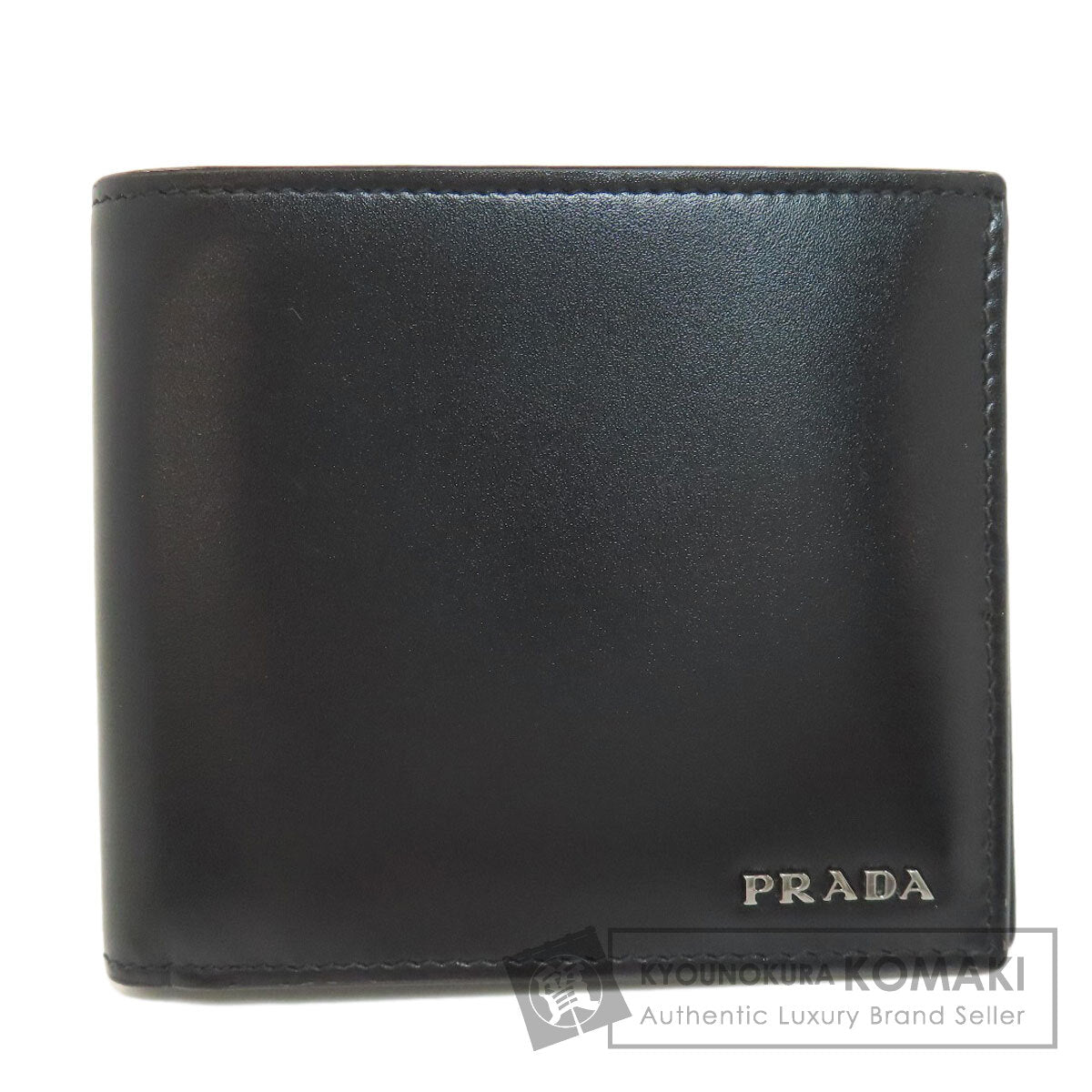 PRADA logo Bifold Wallet No Coin Pocket Leather mens [Used]
