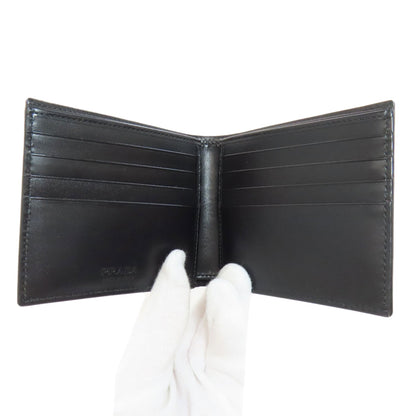 PRADA logo Bifold Wallet No Coin Pocket Leather mens [Used]
