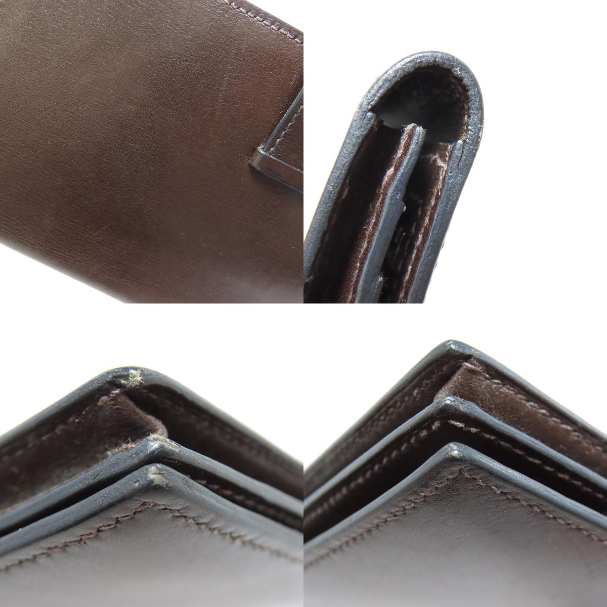 HERMES Bareness Free SilverHardware Long wallet (with coin pocket) Box calf Ladies [Used]