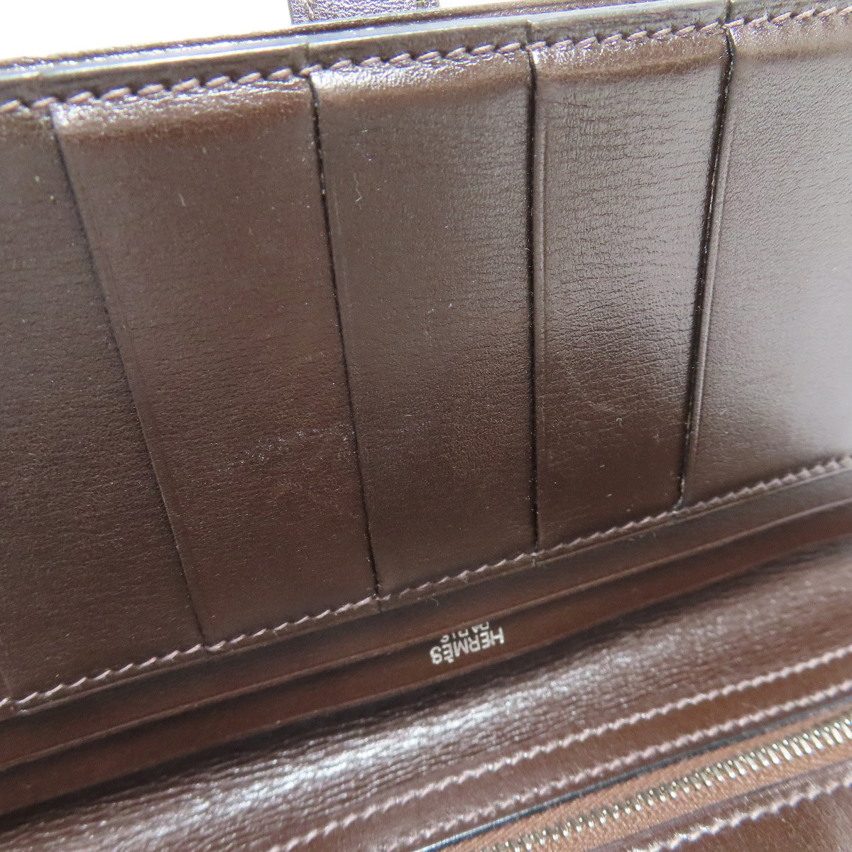 HERMES Bareness Free SilverHardware Long wallet (with coin pocket) Box calf Ladies [Used]