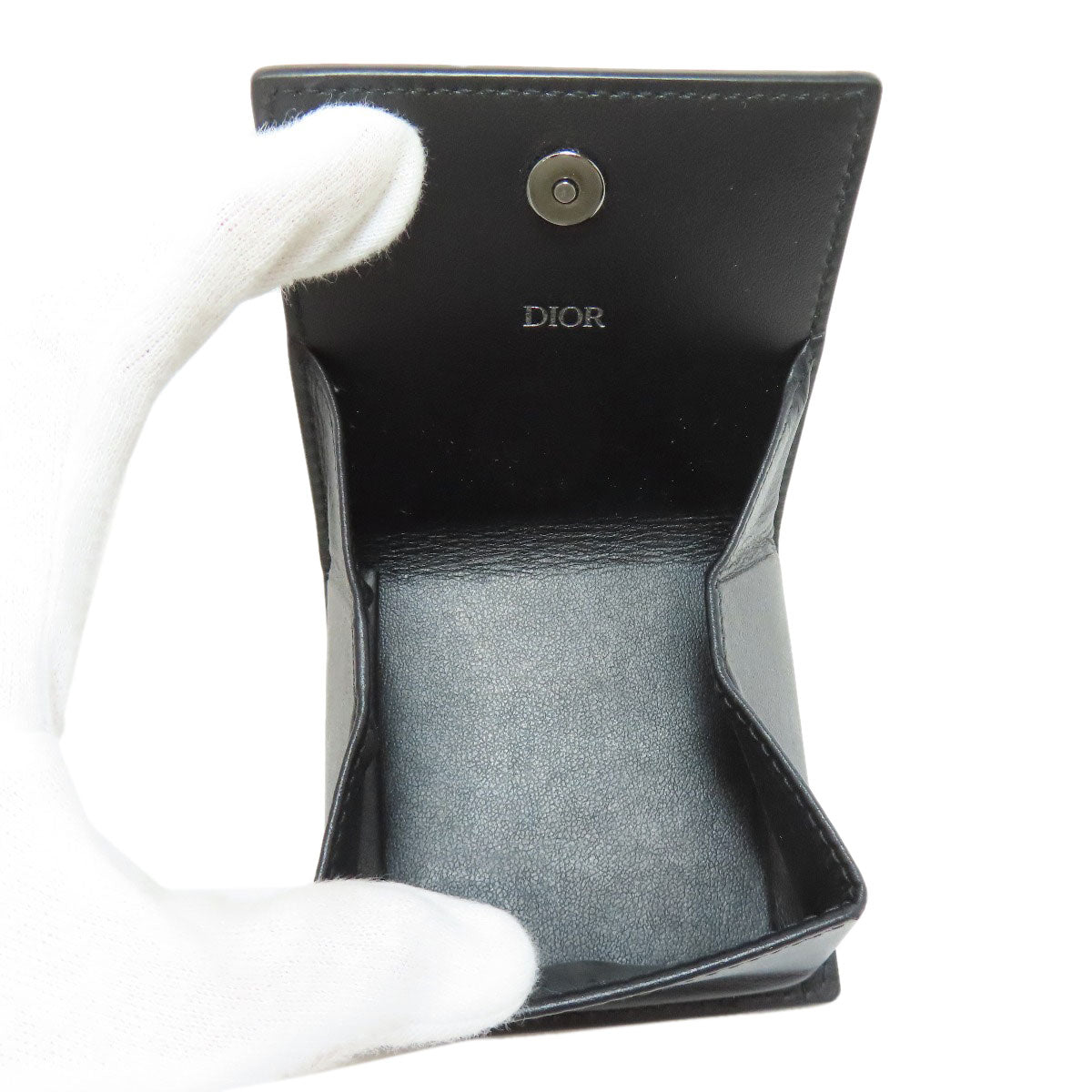 CHRISTIAN DIOR logo coin purse Leather Ladies [Used]