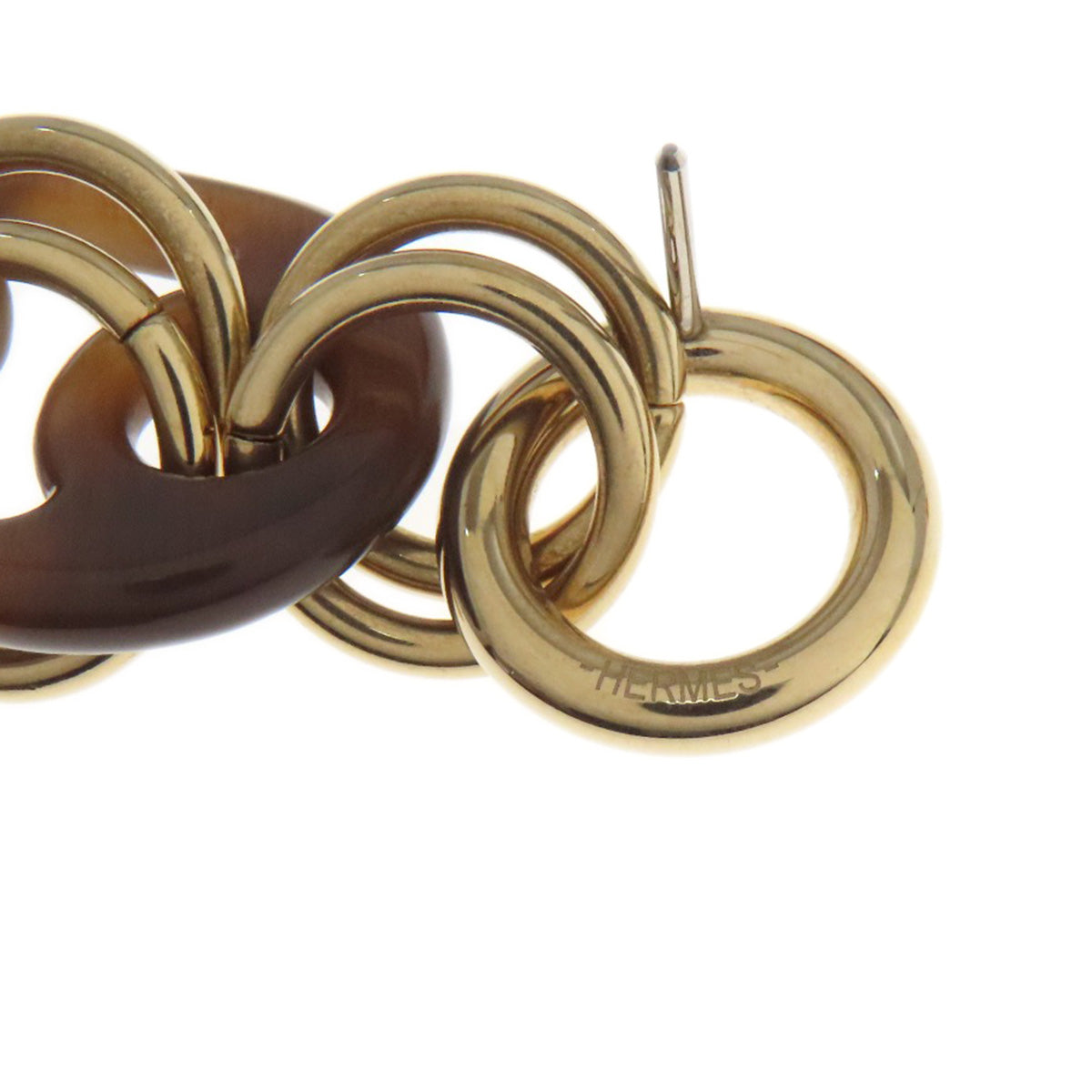 HERMES Eurydice PM earring Buffalo horn MetalLadies [Used]