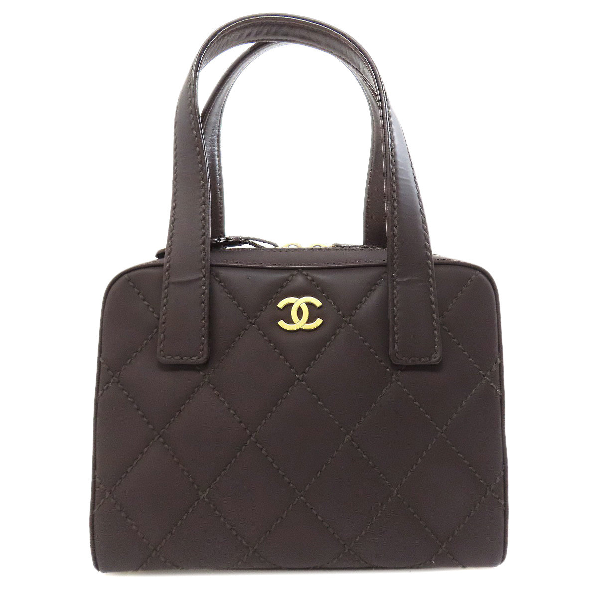 CHANEL COCO Mark Wild Stitch GoldHardware Handbag Calf Ladies [Used]