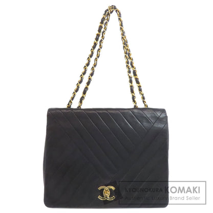 CHANEL ChainShoulder Bias Stitch GoldHardware Shoulder Bag Lambskin Ladies [Used]