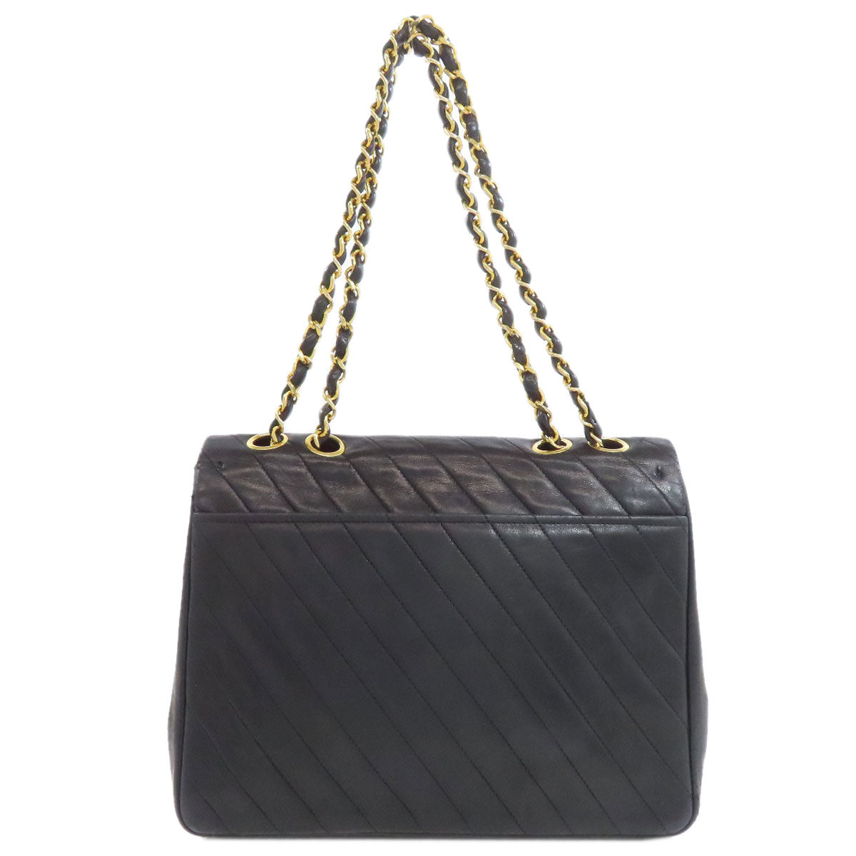 CHANEL ChainShoulder Bias Stitch GoldHardware Shoulder Bag Lambskin Ladies [Used]