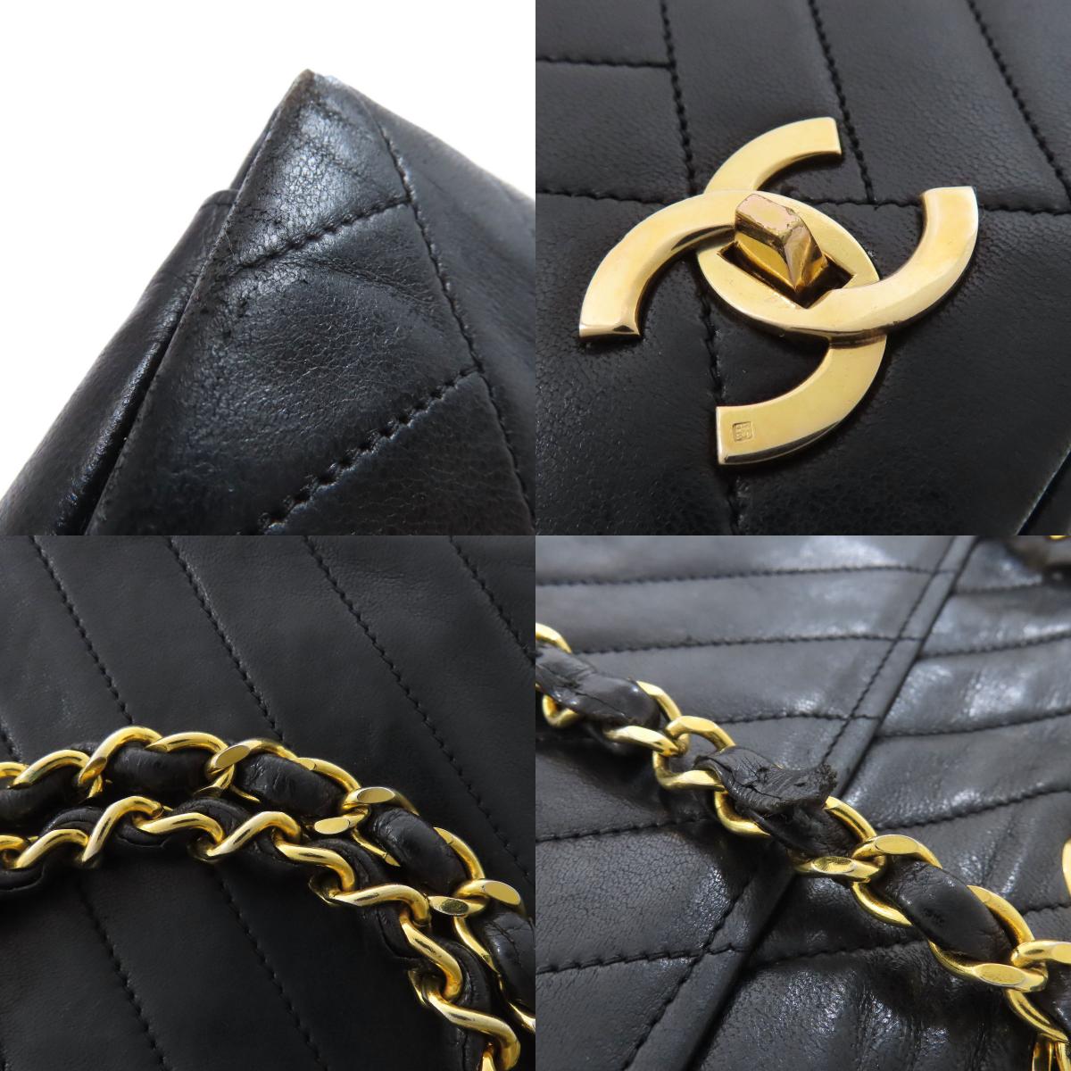 CHANEL ChainShoulder Bias Stitch GoldHardware Shoulder Bag Lambskin Ladies [Used]