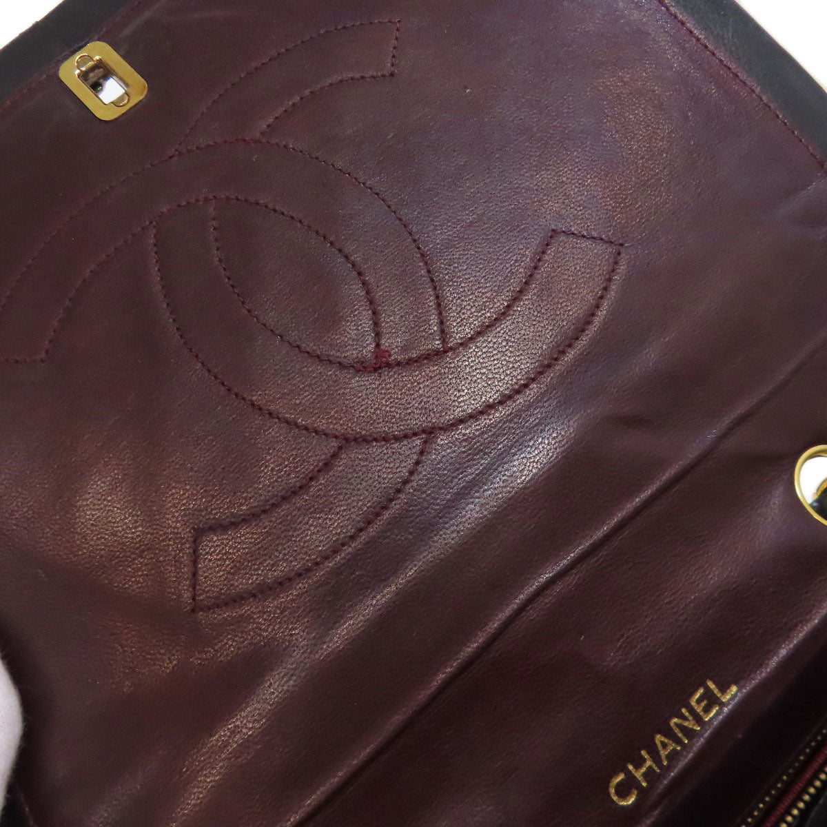 CHANEL ChainShoulder Bias Stitch GoldHardware Shoulder Bag Lambskin Ladies [Used]