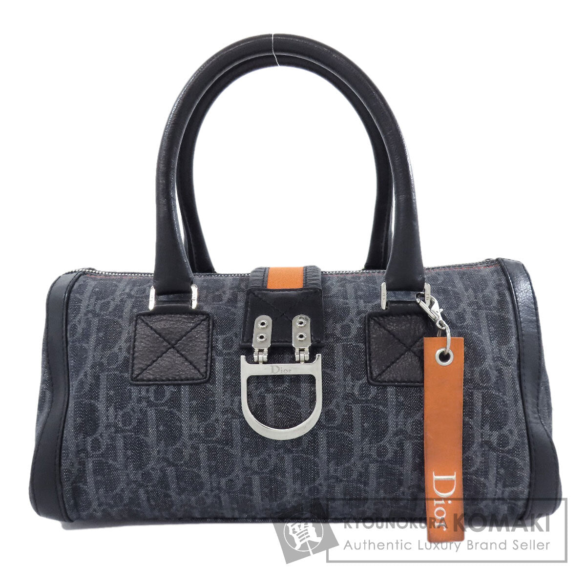 CHRISTIAN DIOR Trotter pattern Handbag Canvas LeatherLadies [Used]