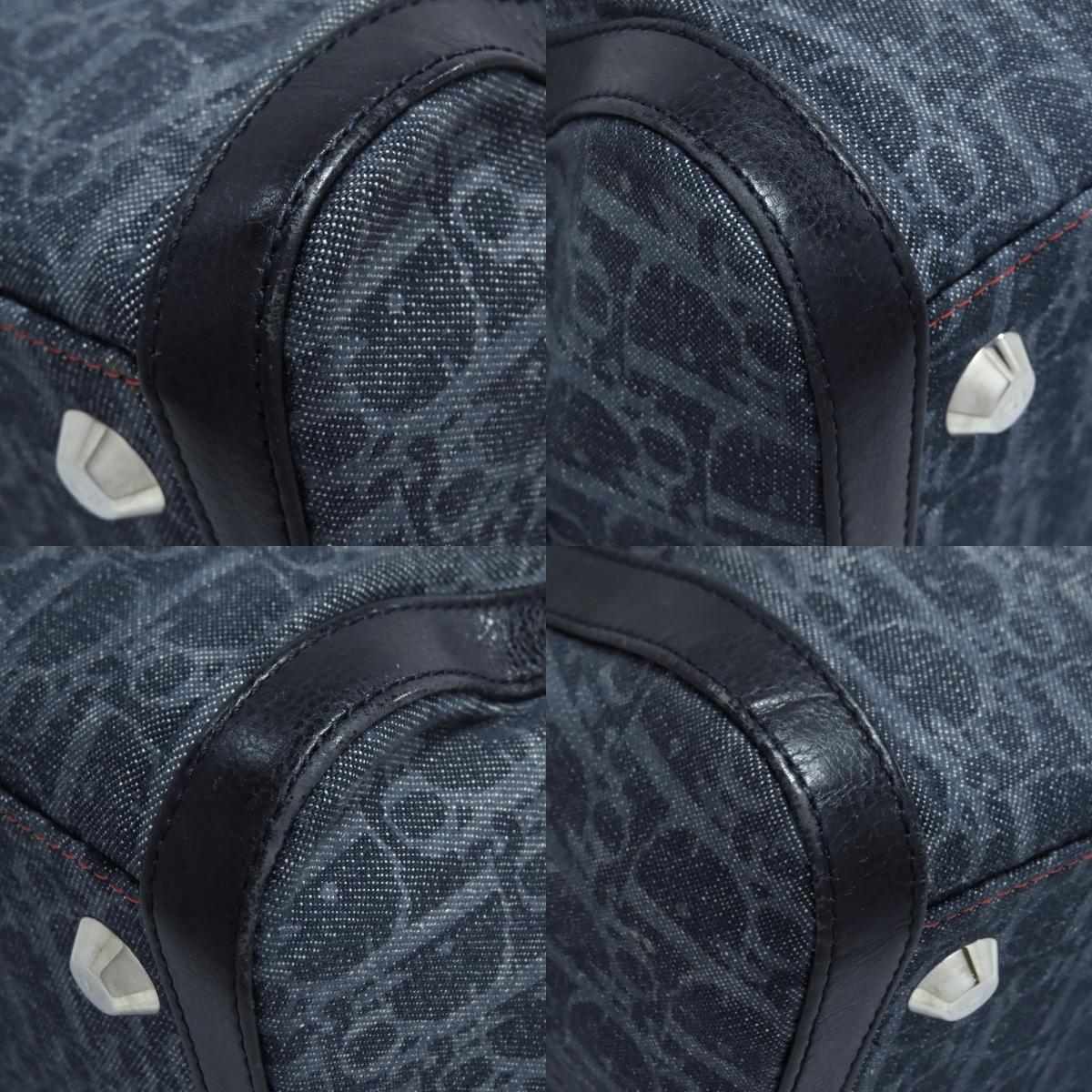 CHRISTIAN DIOR Trotter pattern Handbag Canvas LeatherLadies [Used]