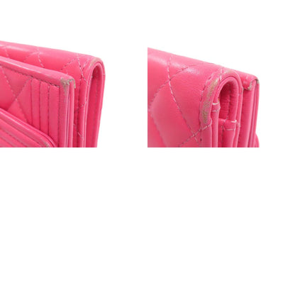 CHANEL Tri-fold Boy Chanel GoldHardware Bifold Wallet with Coin Pocket Calf Ladies [Used]