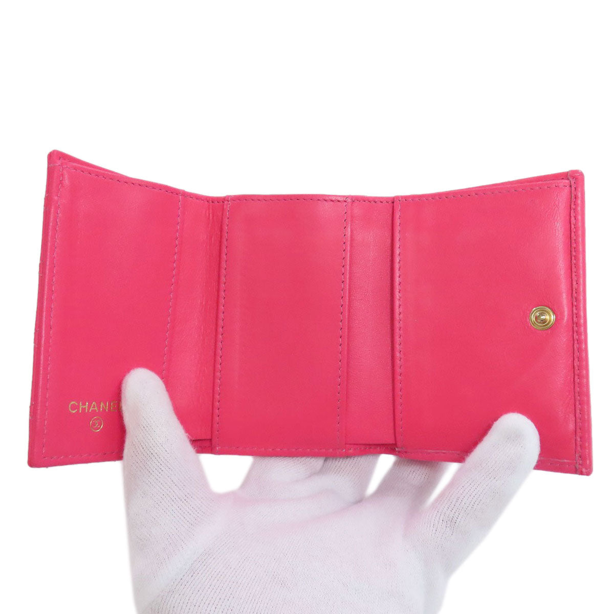 CHANEL Tri-fold Boy Chanel GoldHardware Bifold Wallet with Coin Pocket Calf Ladies [Used]