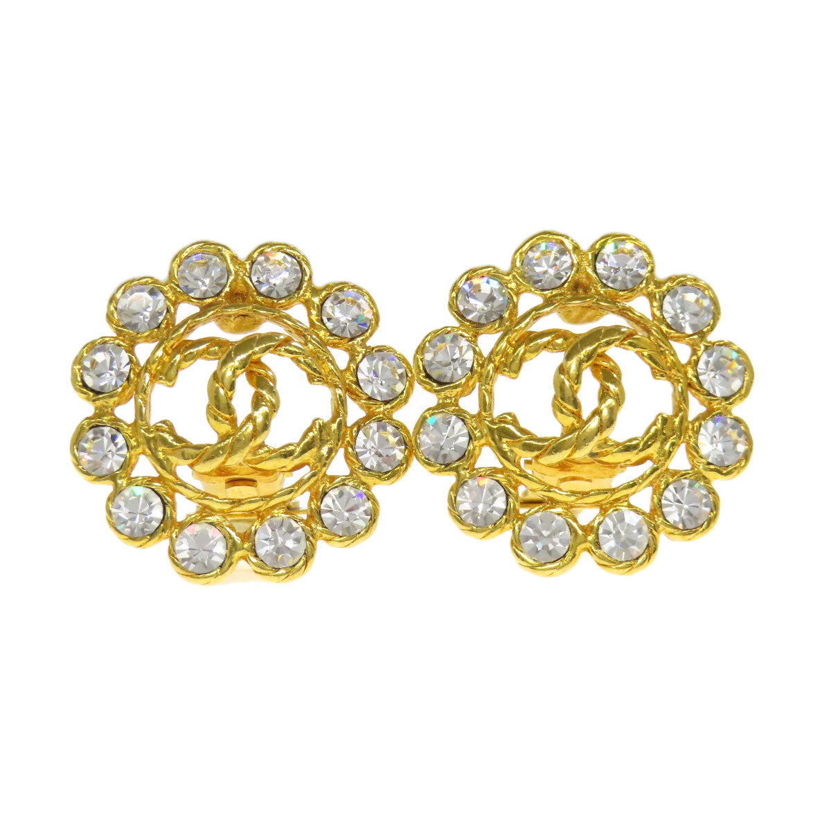 CHANEL COCO Mark rhinestone Earring Metal Ladies [Used]