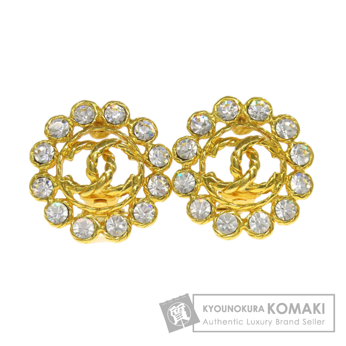 CHANEL COCO Mark rhinestone Earring Metal Ladies [Used]