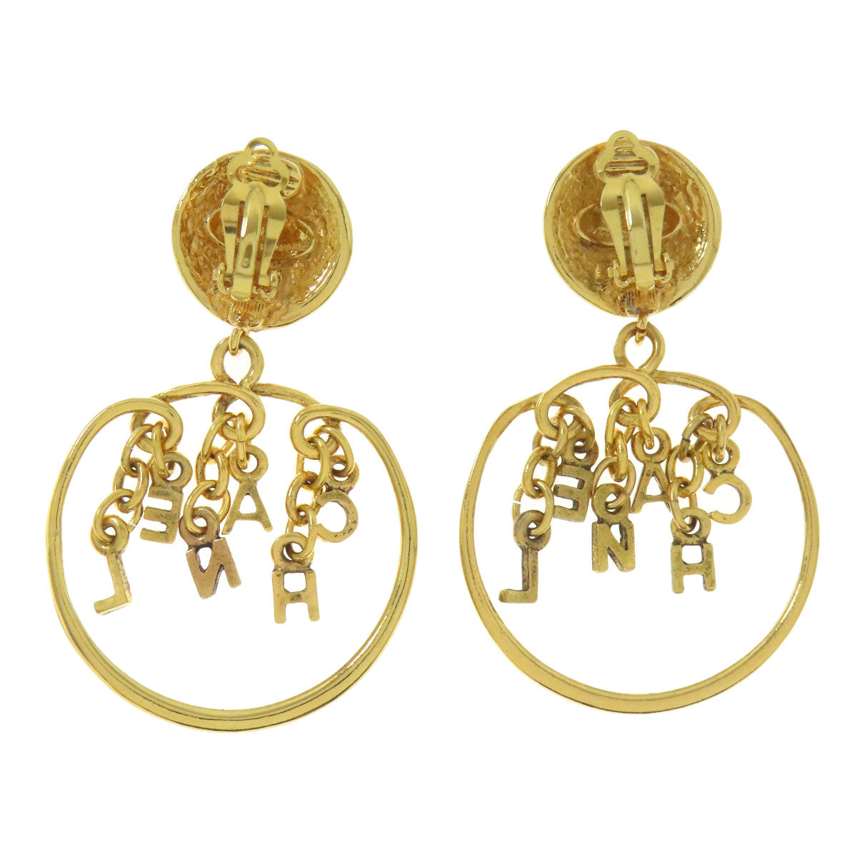 CHANEL Logo hoop Earring Metal Ladies [Used]