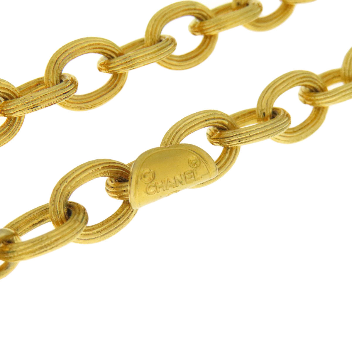 CHANEL Relief Matelasse Frame Round Reversible Pendant Necklace Ladies [Used]