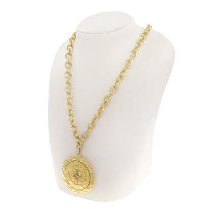 CHANEL Relief Matelasse Frame Round Reversible Pendant Necklace Ladies [Used]