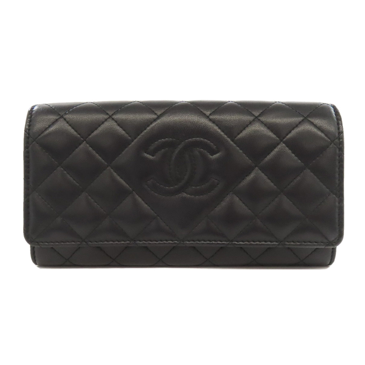 CHANEL Matelasse SilverHardware Long wallet (with coin pocket) Lambskin Ladies [Used]