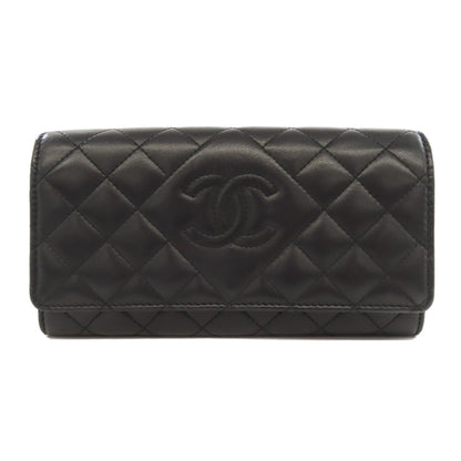 CHANEL Matelasse SilverHardware Long wallet (with coin pocket) Lambskin Ladies [Used]