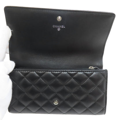 CHANEL Matelasse SilverHardware Long wallet (with coin pocket) Lambskin Ladies [Used]